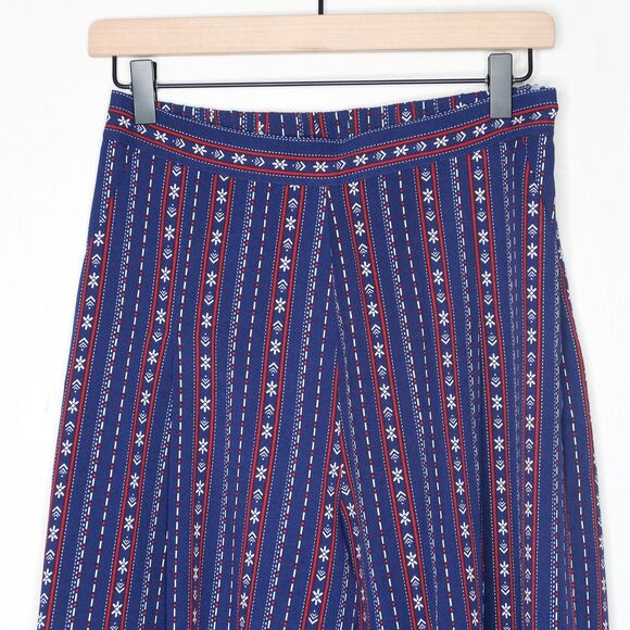 Zink London Womens Wide Leg Pants Medium Blue Red Boho Western American Cropped - Picture 6 of 12
